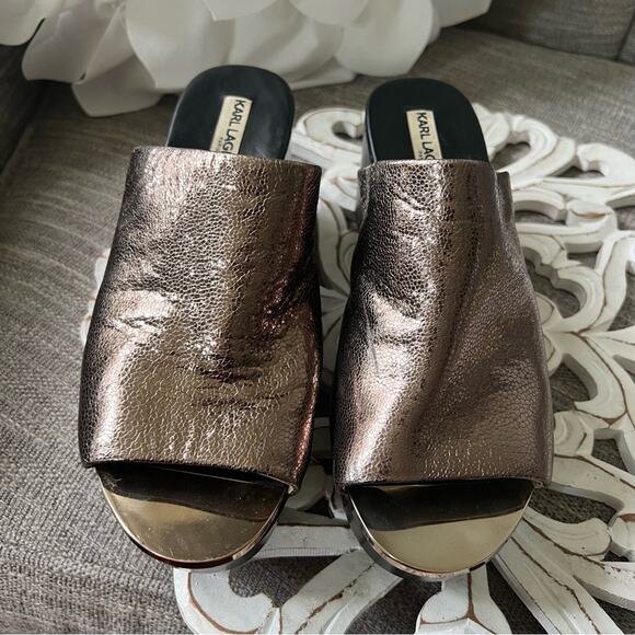 Karl Lagerfeld Lyric Slip on Wedge Heels Sandals Shoes Women’s 8 - Picture 4 of 11